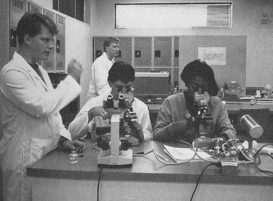 Students attending class