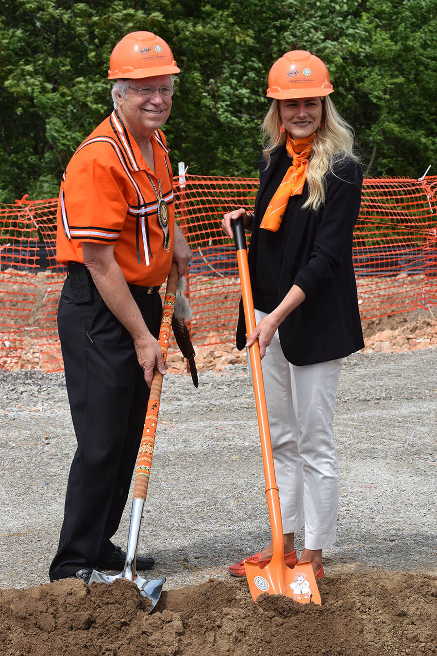Officials including Bill John Baker (left) and Dr. Kayse Shrum (right) at the groundbreaking for the College of Osteopathic Medicine at the Cherokee Nation in Tahlequah, Okla. Officials including Bill John Baker (left) and Dr. Kayse Shrum (right) at the groundbreaking for the College of Osteopathic Medicine at the Cherokee Nation in Tahlequah, Okla.