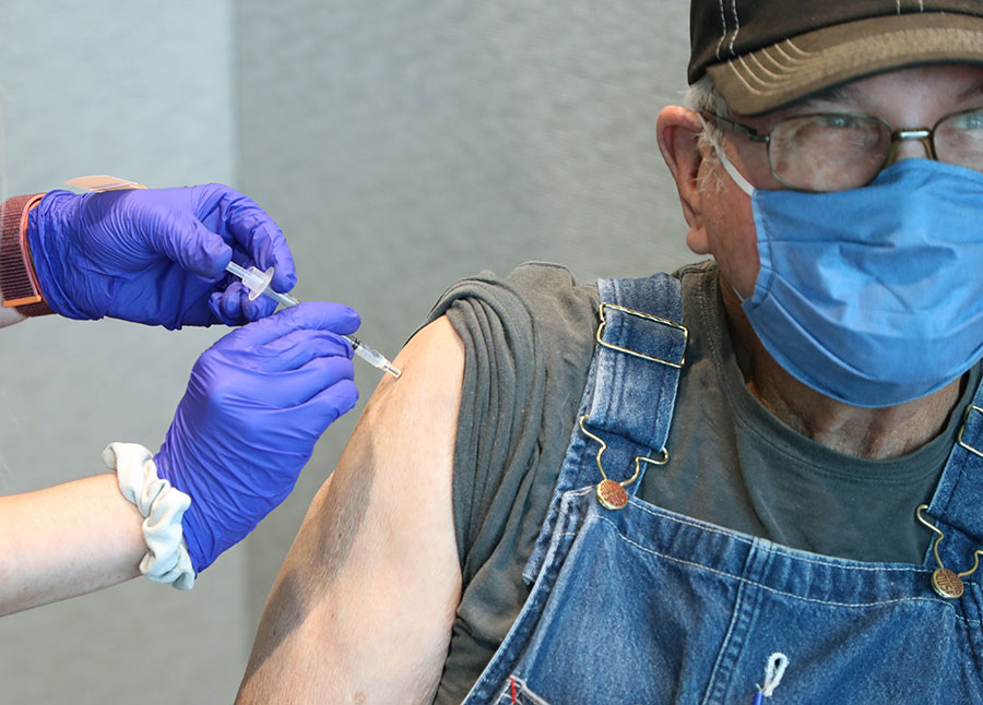 Donald Ogle receives a COVID-19 vaccination at the Cherokee Nation Outpatient Health Center in Tahlequah, Oklahoma. Donald Ogle receives a COVID-19 vaccination at the Cherokee Nation Outpatient Health Center in Tahlequah, Oklahoma.