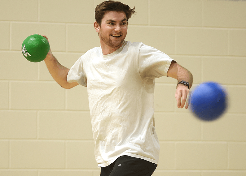 Medical students play intramural dodgeball at Eugene Field Elementary School in Tulsa OK. Medical students play intramural dodgeball at Eugene Field Elementary School in Tulsa OK.