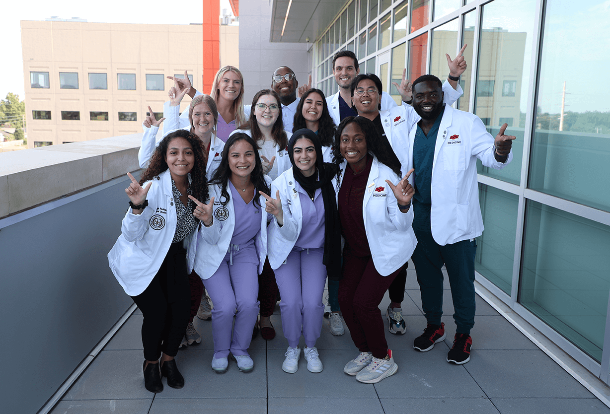 Medical students gather on the opening day of North Hall on the Center for Health Sciences campus in Tulsa, OK. Medical students gather on the opening day of North Hall on the Center for Health Sciences campus in Tulsa, OK.