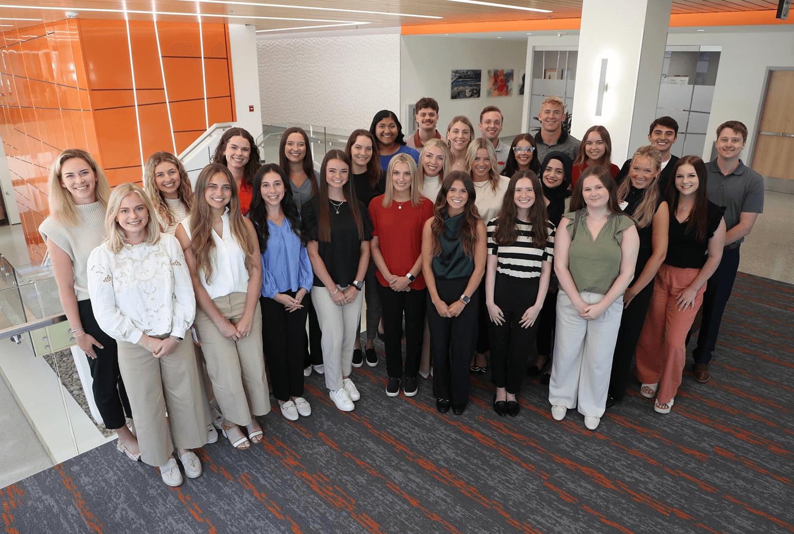 Physician Assistant Class of 2026 students pose for a photo on the Tulsa College of Osteopathic Medicine campus. Physician Assistant Class of 2026 students pose for a photo on the Tulsa College of Osteopathic Medicine campus.